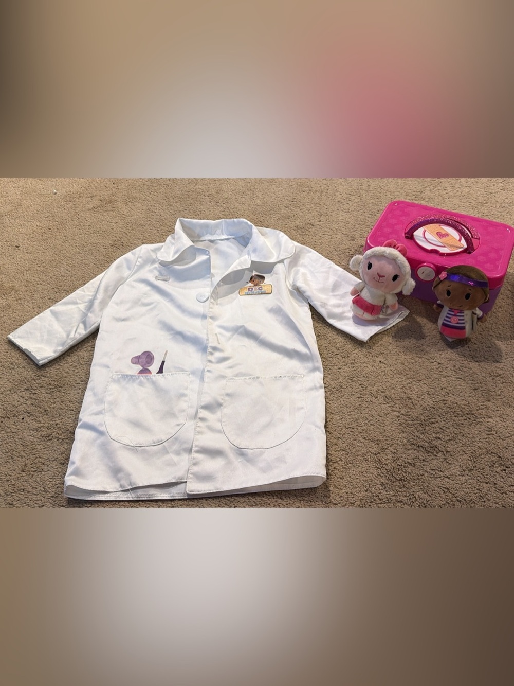 White Kids Doctor Coat with Pink Accents